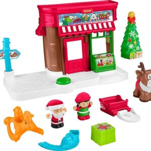 Little People Toddler Toys Christmas Wonderland Toy Set with Santa Elf & Reindeer Figures for Ages 1+ Years