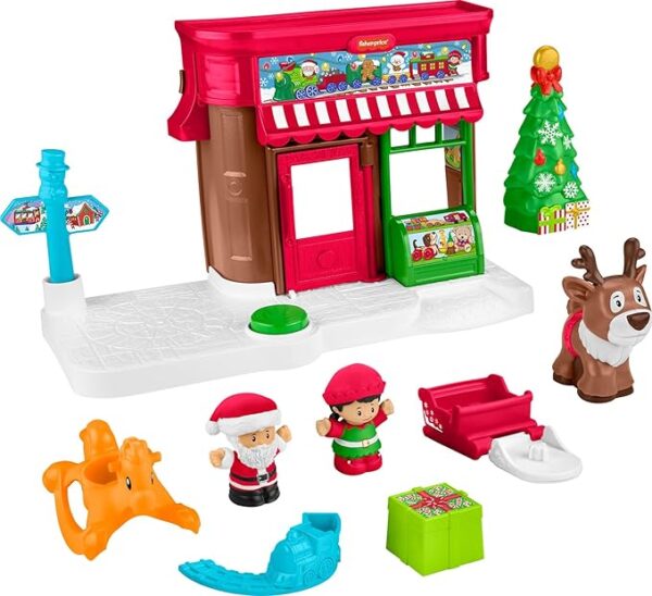Little People Toddler Toys Christmas Wonderland Toy Set with Santa Elf & Reindeer Figures for Ages 1+ Years